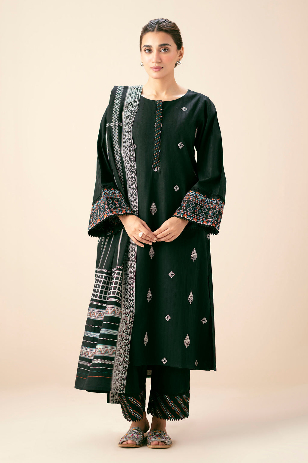Stitched 3 Piece Textured Slub Suit