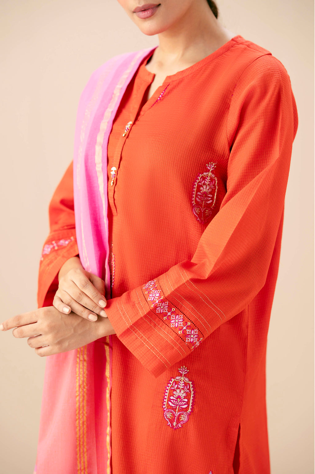Stitched 3 Piece Textured Slub Suit