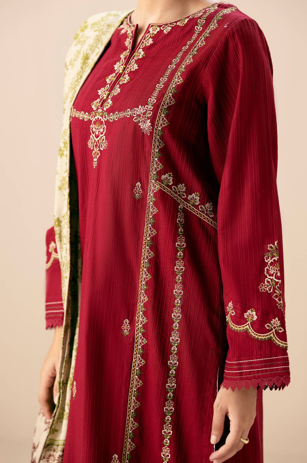 Stitched 3 Piece Textured Slub Suit