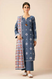Stitched 3 Piece Puff Print Both Side Slub Suit