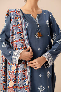 Stitched 3 Piece Puff Print Both Side Slub Suit