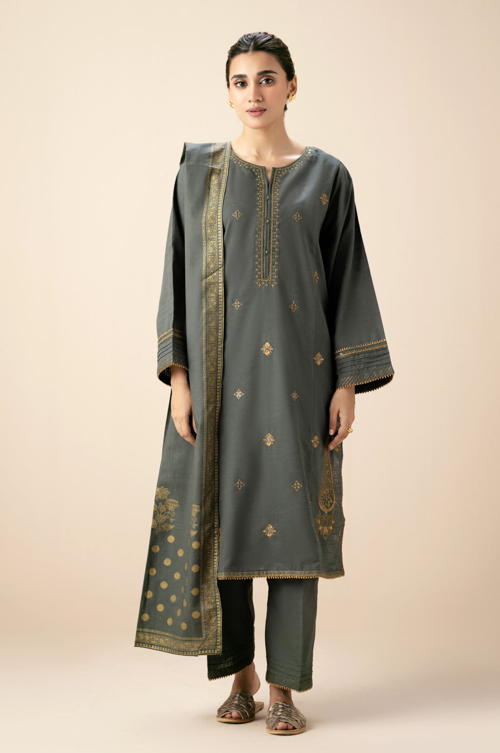 Stitched 3 Piece Both Side Slub Suit