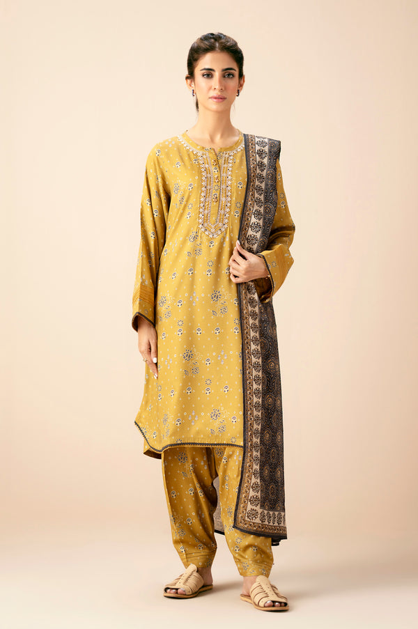 Stitched 3 Piece Printed Viscose Crepe Suit