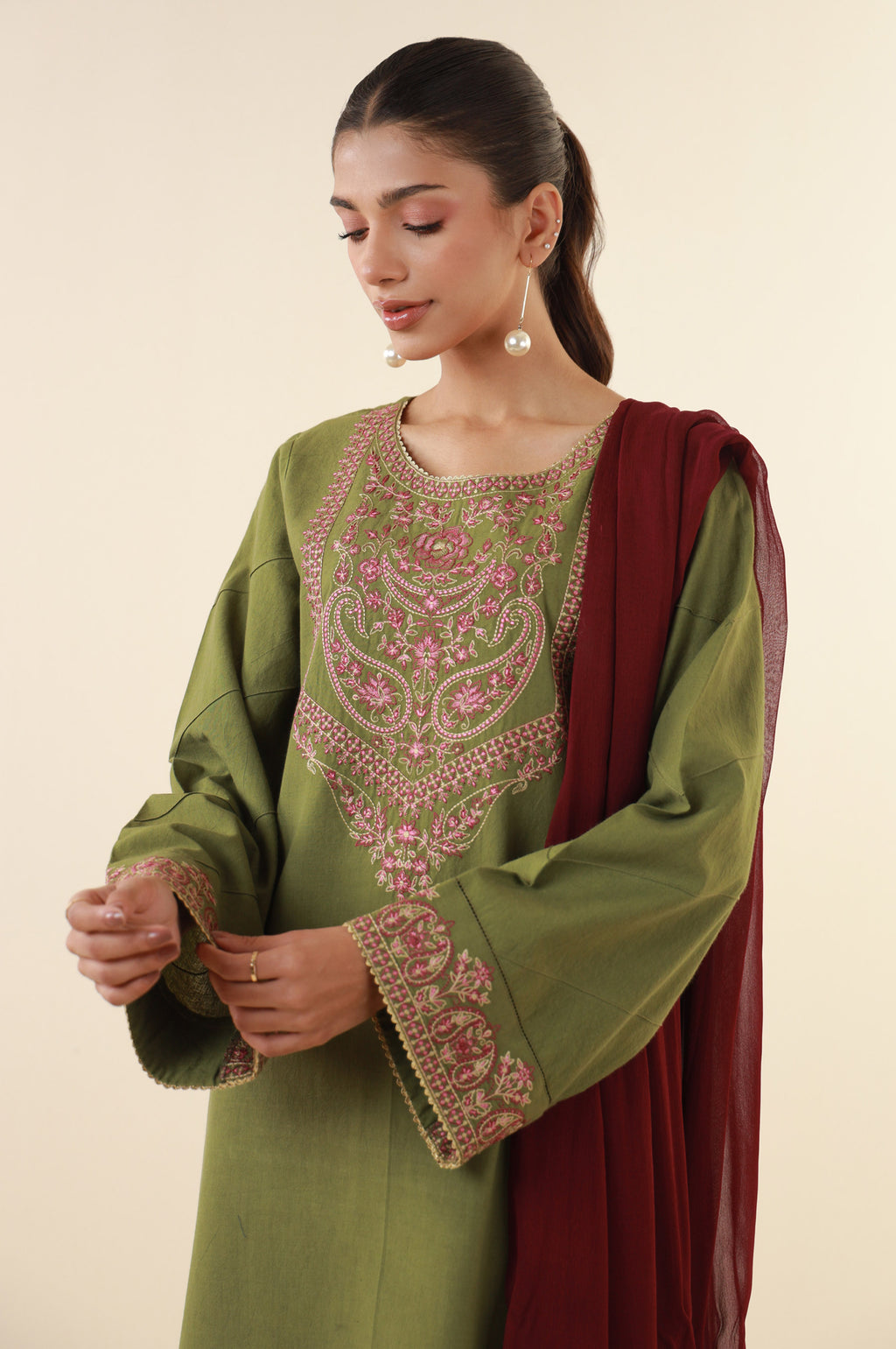 Stitched 3 Piece Embroidered Lawn Suit