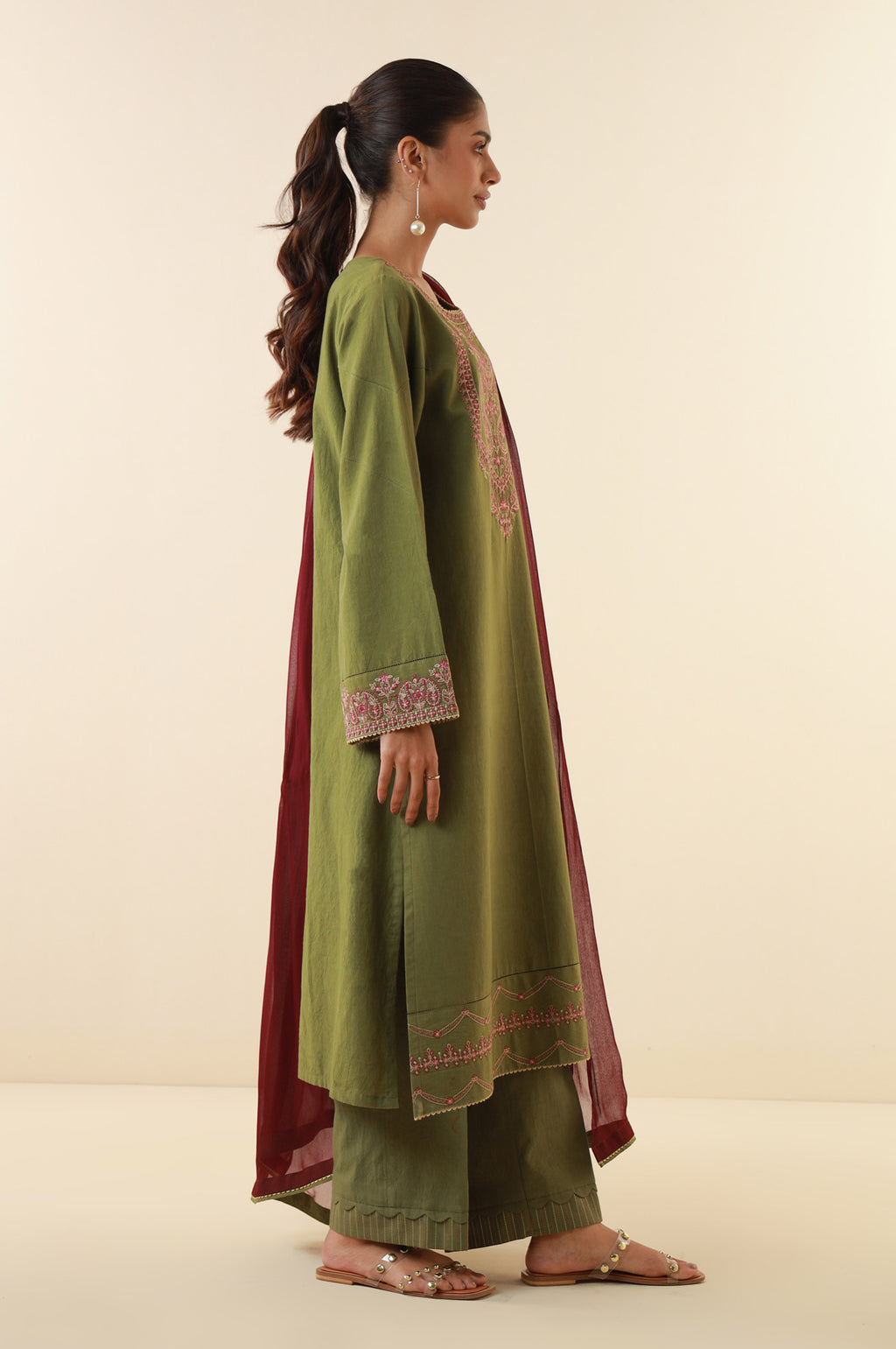 Stitched 3 Piece Embroidered Lawn Suit