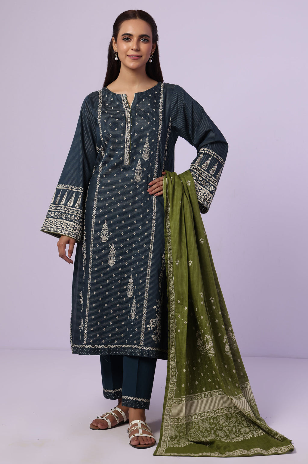 Stitched 3 Piece Paste Printed Dobby Mysuri Suit