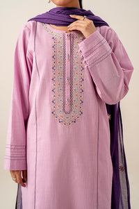 Stitched 3 Piece Embroidered Slub Lawn Suit