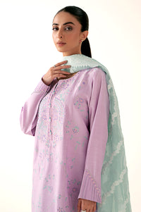 Stitched 3 Piece Embroidered Oak Silk Suit with Cotton Net Jacquard Dupatta
