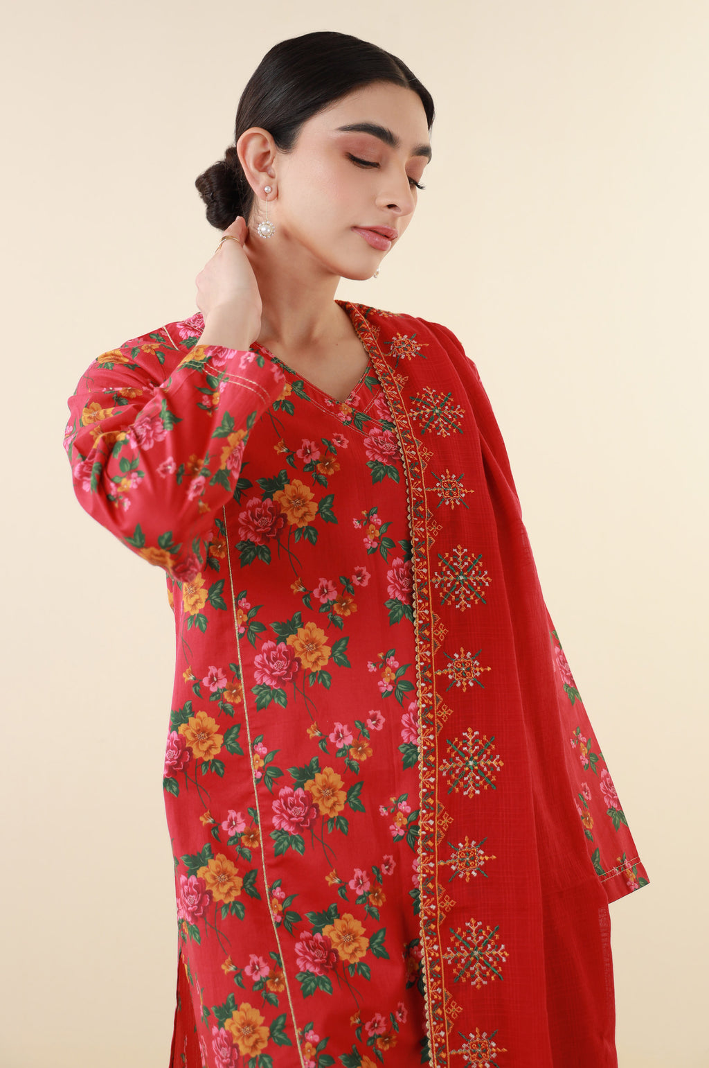 Stitched 3 Piece Printed Lawn Suit
