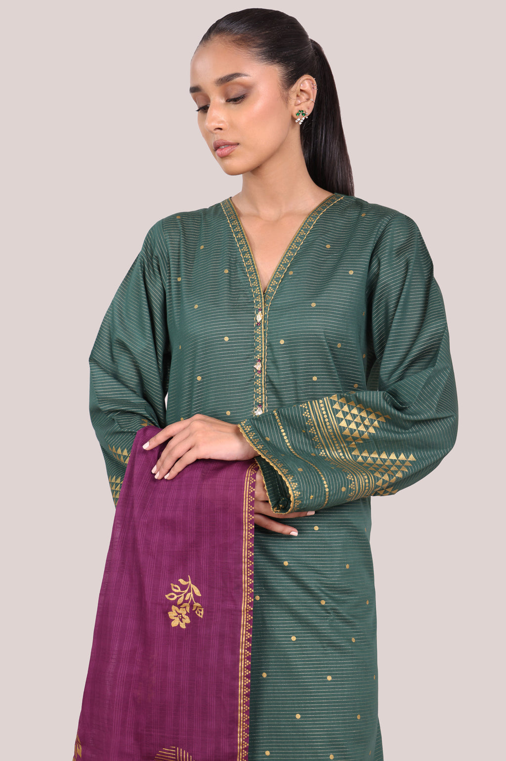 Stitched 3 Piece Paste Printed Dobby Mysuri Suit
