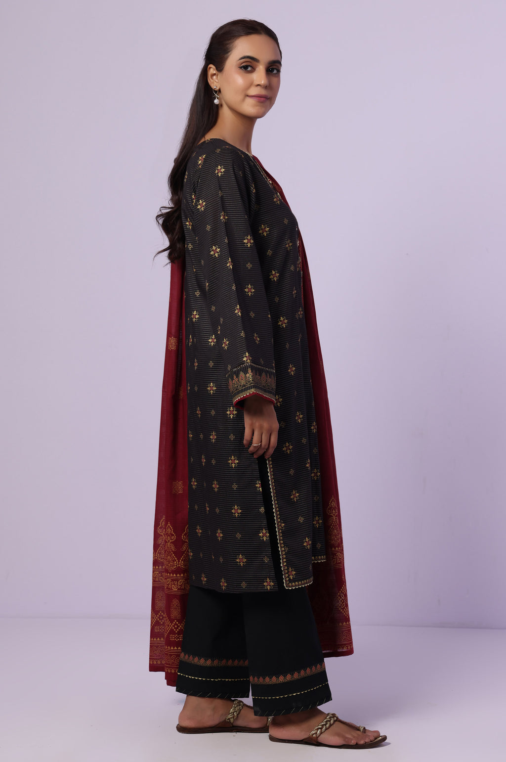 Stitched 3 Piece Paste Printed Dobby Mysuri Suit