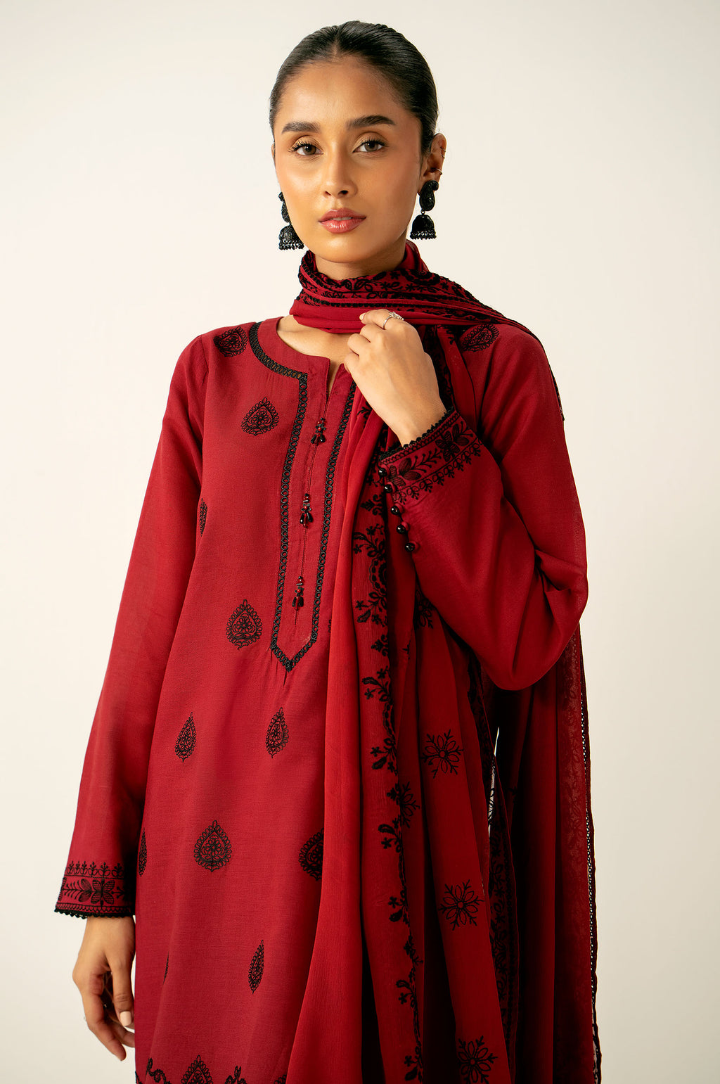 Stitched 3 Piece Embroidered Chikankari Suit