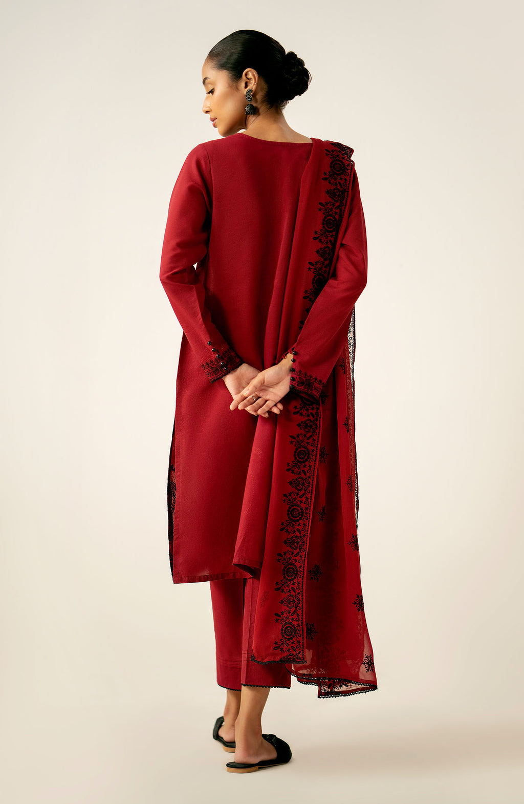 Stitched 3 Piece Embroidered Chikankari Suit