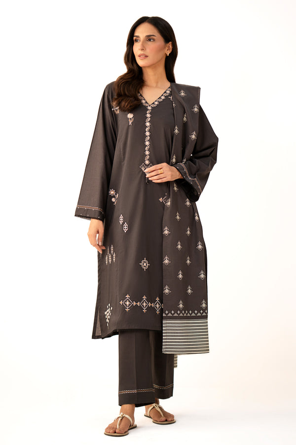 Stitched 3 Piece Embroidered Lawn Suit