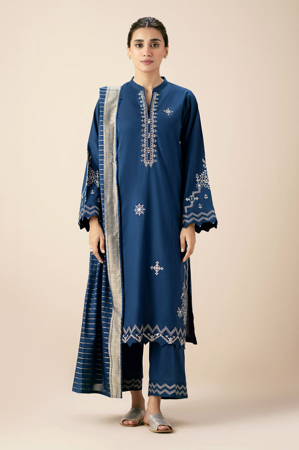 Stitched 3 Piece Embroidered Lawn Suit