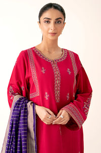 Stitched 3 Piece Embroidered Lawn Suit with Dobby Mysuri Lawn Dyed Dupatta