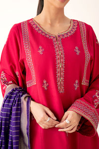 Stitched 3 Piece Embroidered Lawn Suit with Dobby Mysuri Lawn Dyed Dupatta