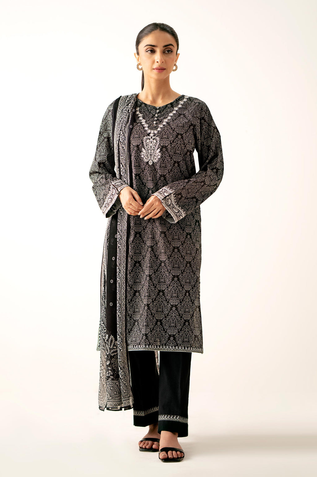 Stitched 3 Piece Embroidered Lawn Suit