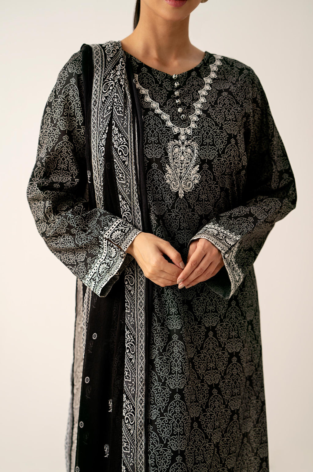 Stitched 3 Piece Embroidered Lawn Suit
