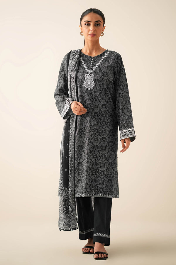 Stitched 3 Piece Embroidered Lawn Suit