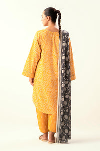 Stitched 3 Piece Printed Lawn Suit with Printed Cambric Bottom
