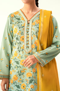 Stitched 3 Piece Printed Lawn Suit with Dyed Cambric Bottom