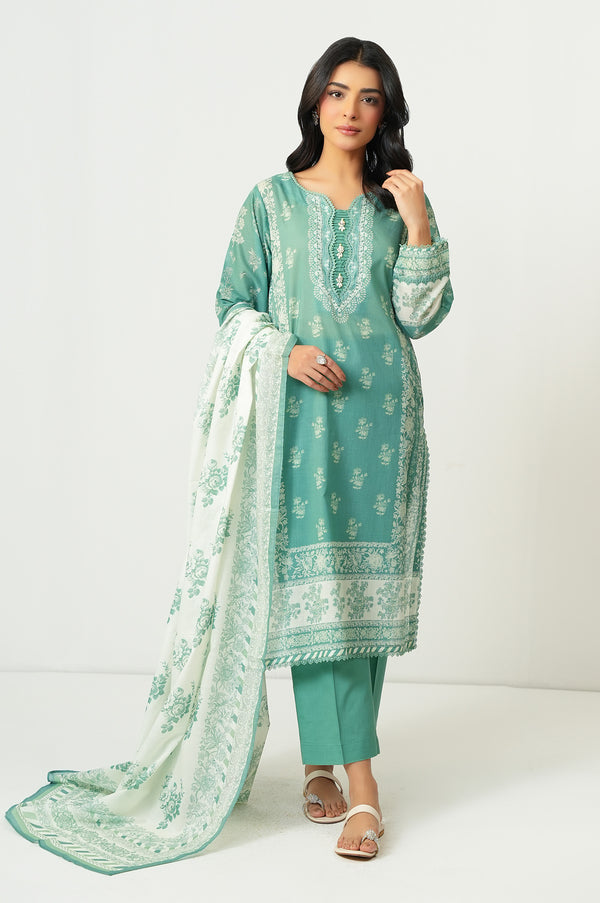 Stitched 3 Piece Printed Lawn Suit