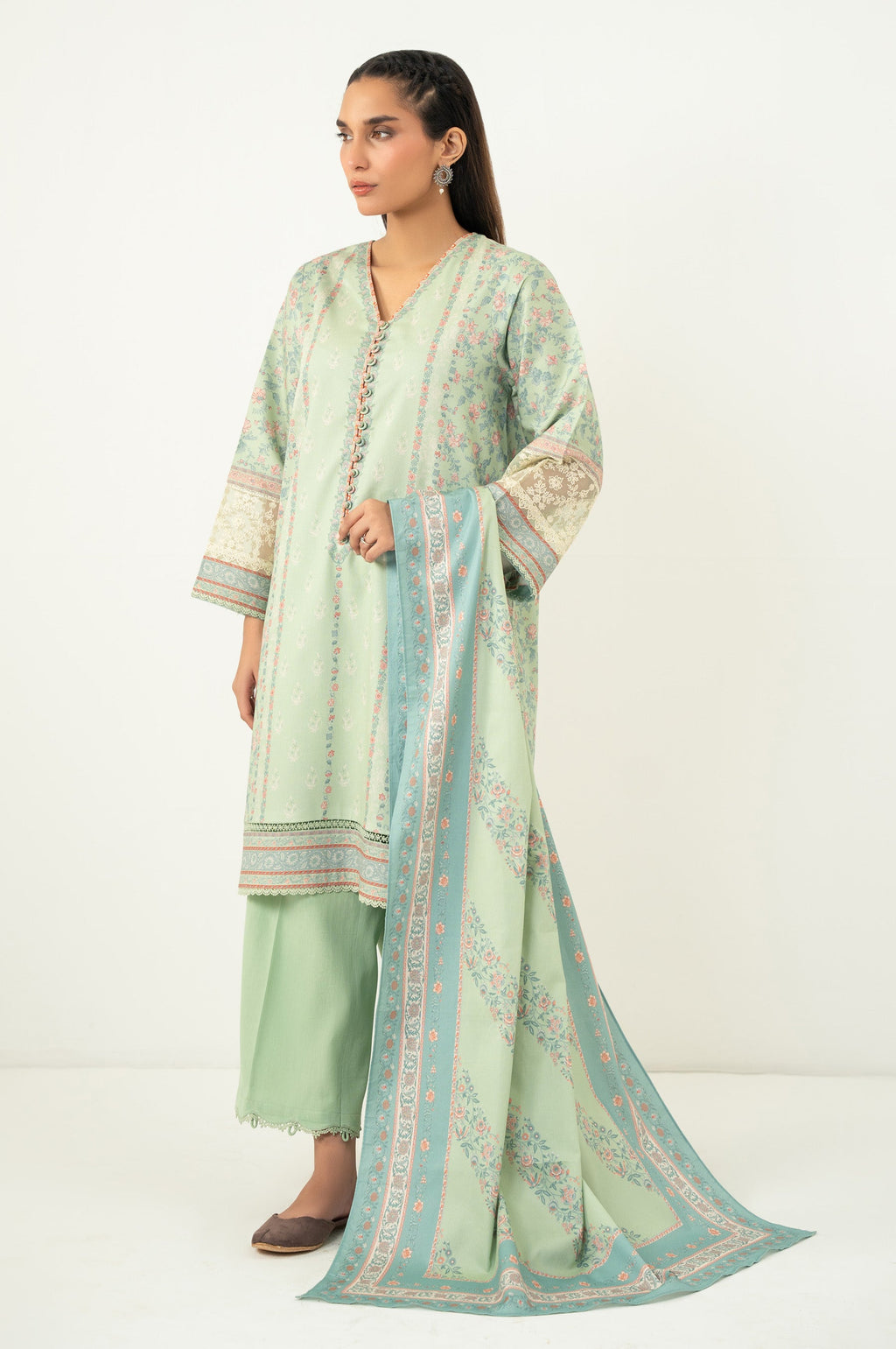 EMBROIDERED COTTEL STITCHED SHIRT BOTTOM