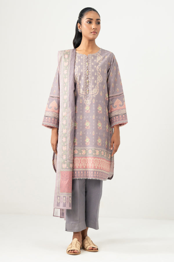 Stitched 3 Piece Printed Khaddar Suit