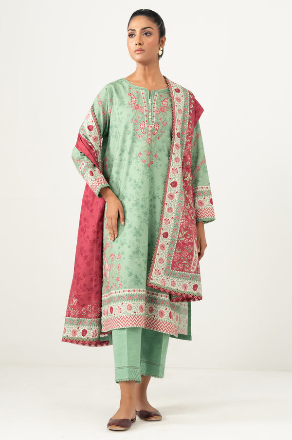 Stitched 3 Piece Printed Khaddar Suit