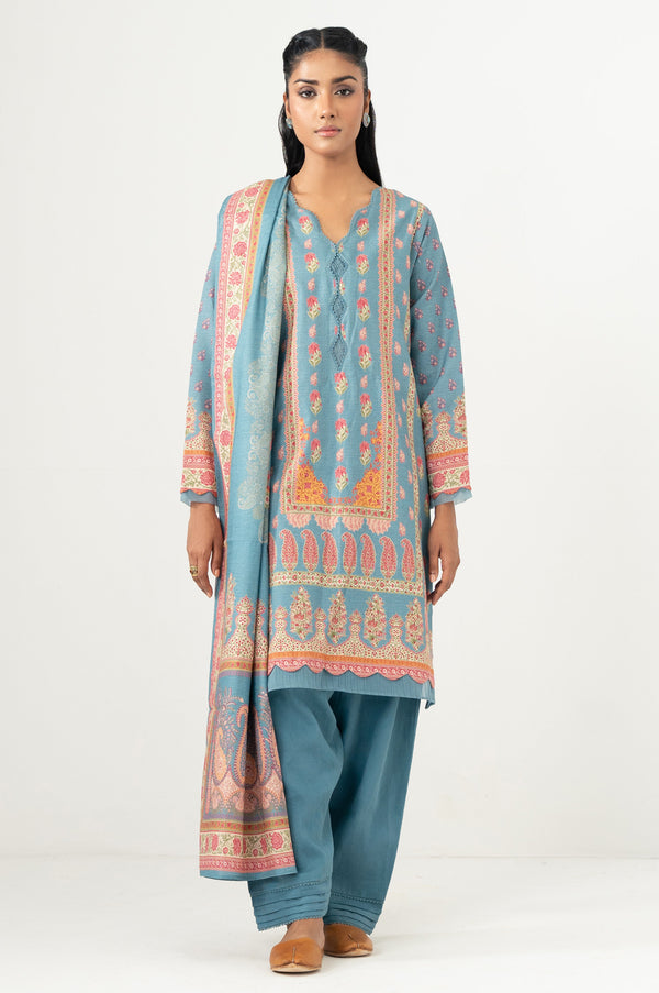 Stitched 3 Piece Printed Cottel Suit