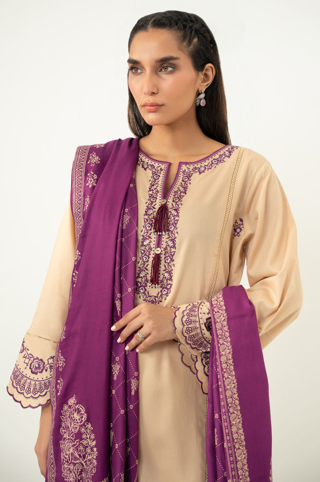 STITCHED DYED EMBROIDERED SUIT