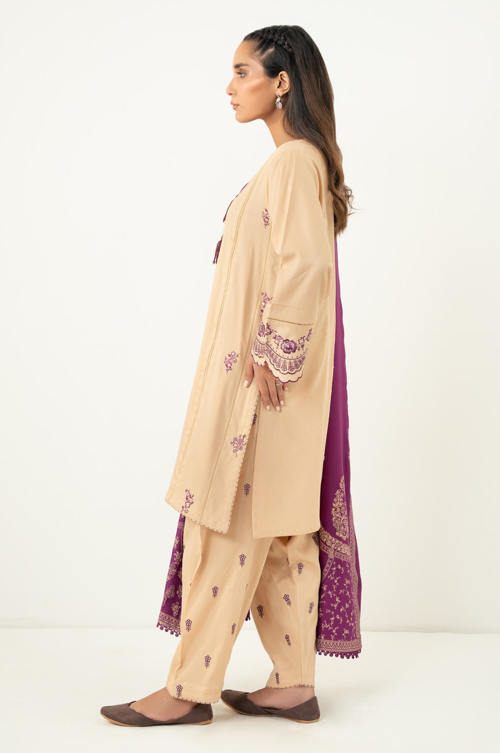 STITCHED DYED EMBROIDERED SUIT