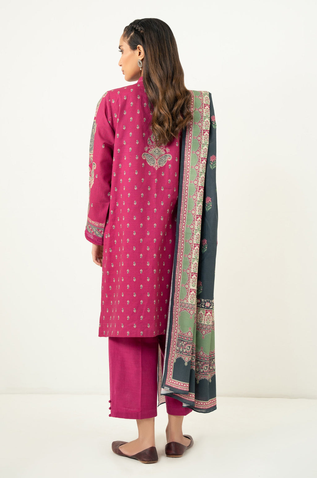 PRINTED KHADDAR STITCHED SHIRT BOTTOM