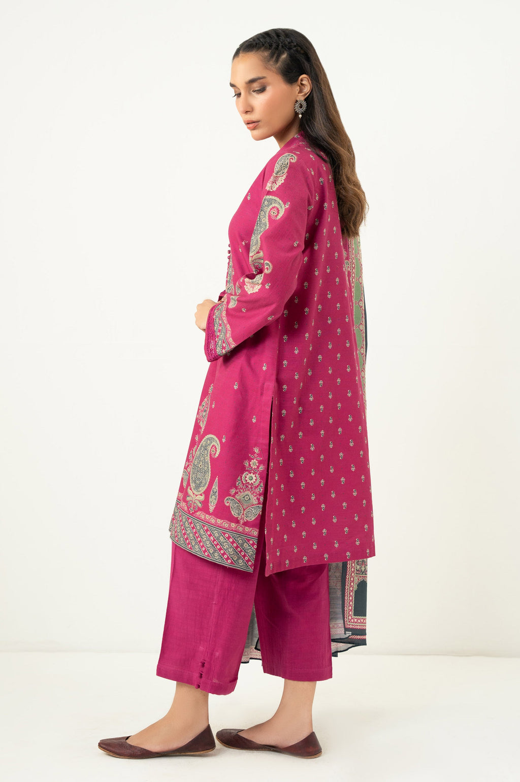 PRINTED KHADDAR STITCHED SHIRT BOTTOM