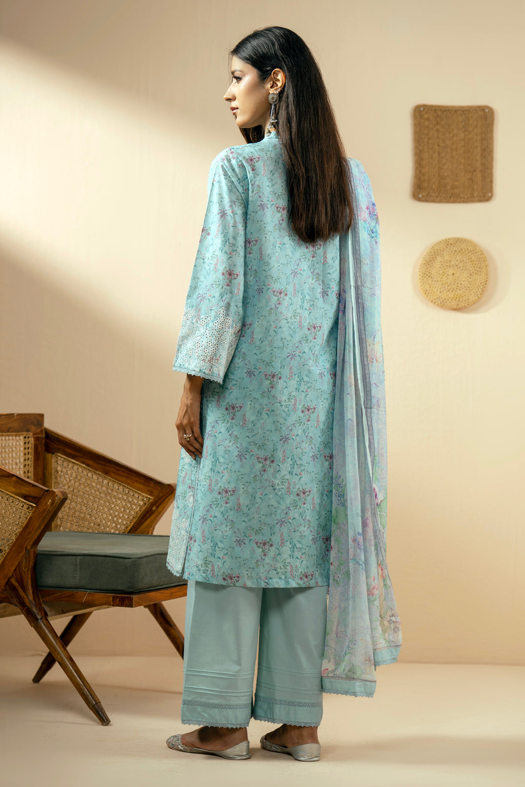 STITCHED EMBROIDERED CHIKANKARI LAWN SUIT