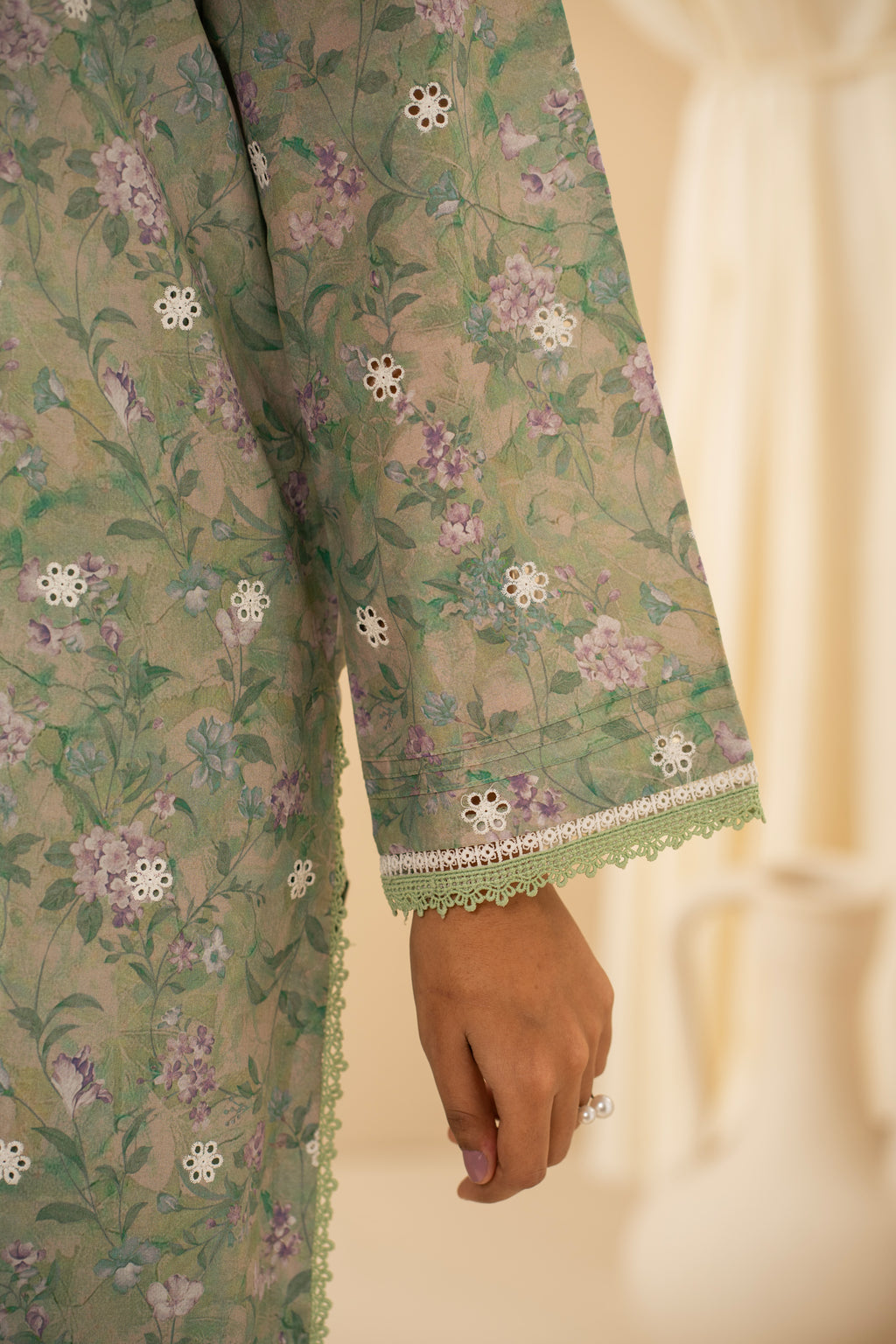 STITCHED EMBROIDERED CHIKANKARI LAWN SUIT