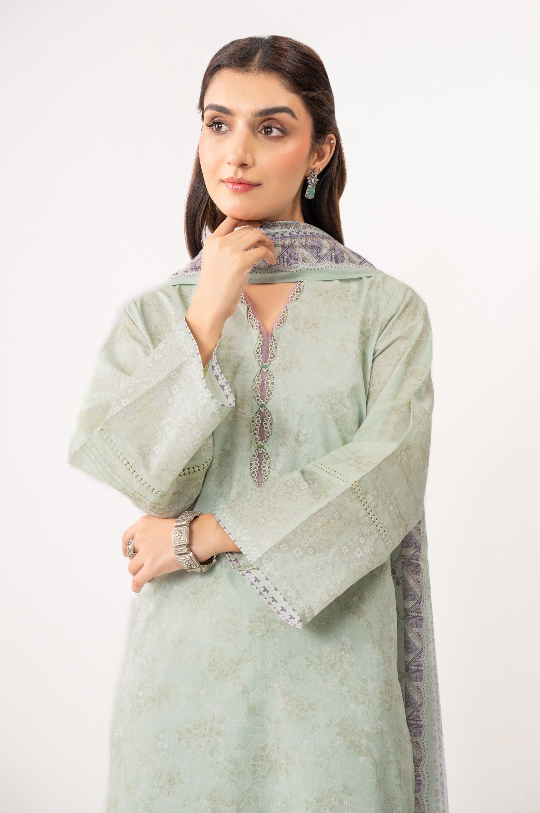 STITCHED PRINTED LAWN SUIT