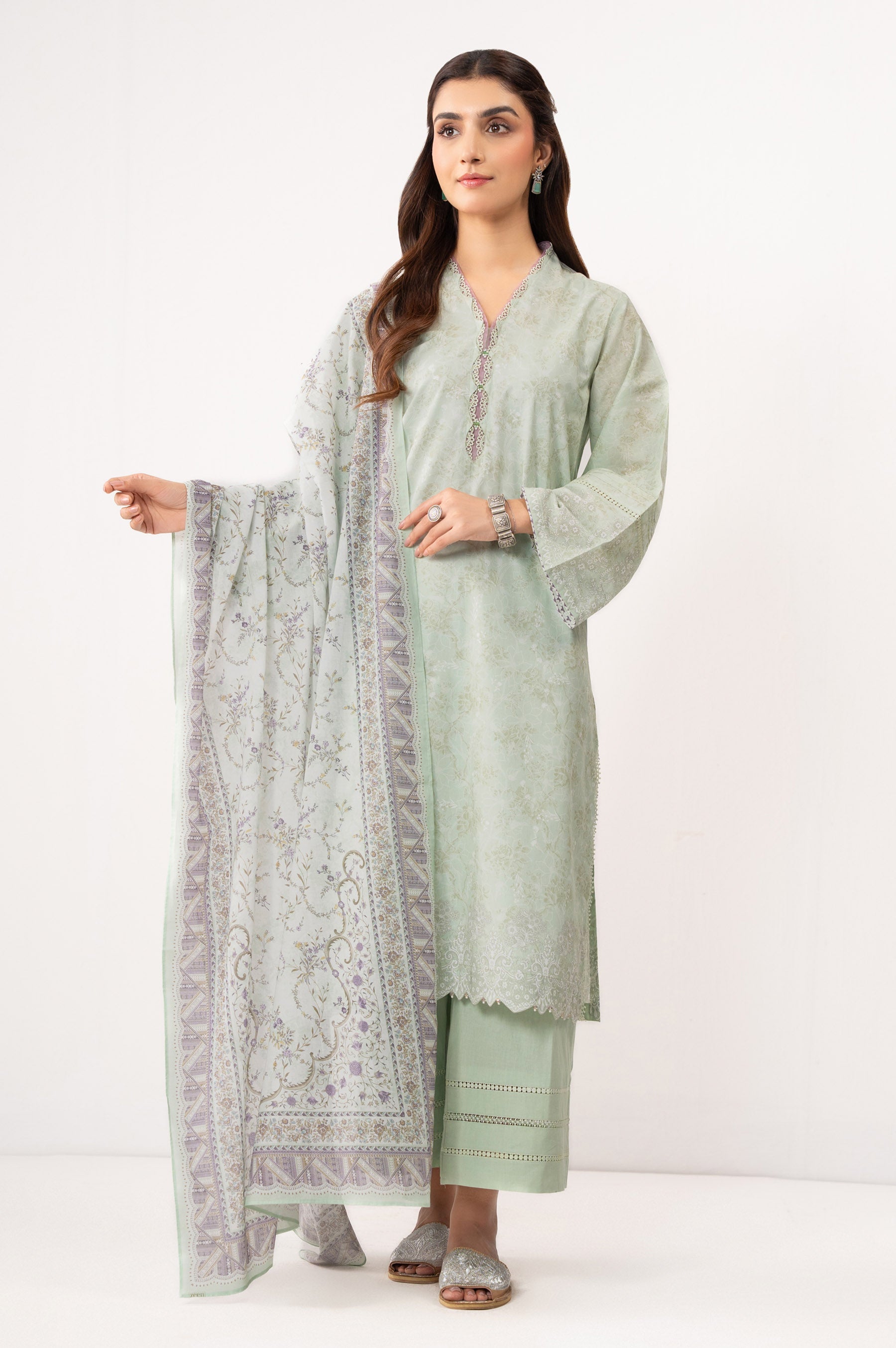 STITCHED PRINTED LAWN SUIT