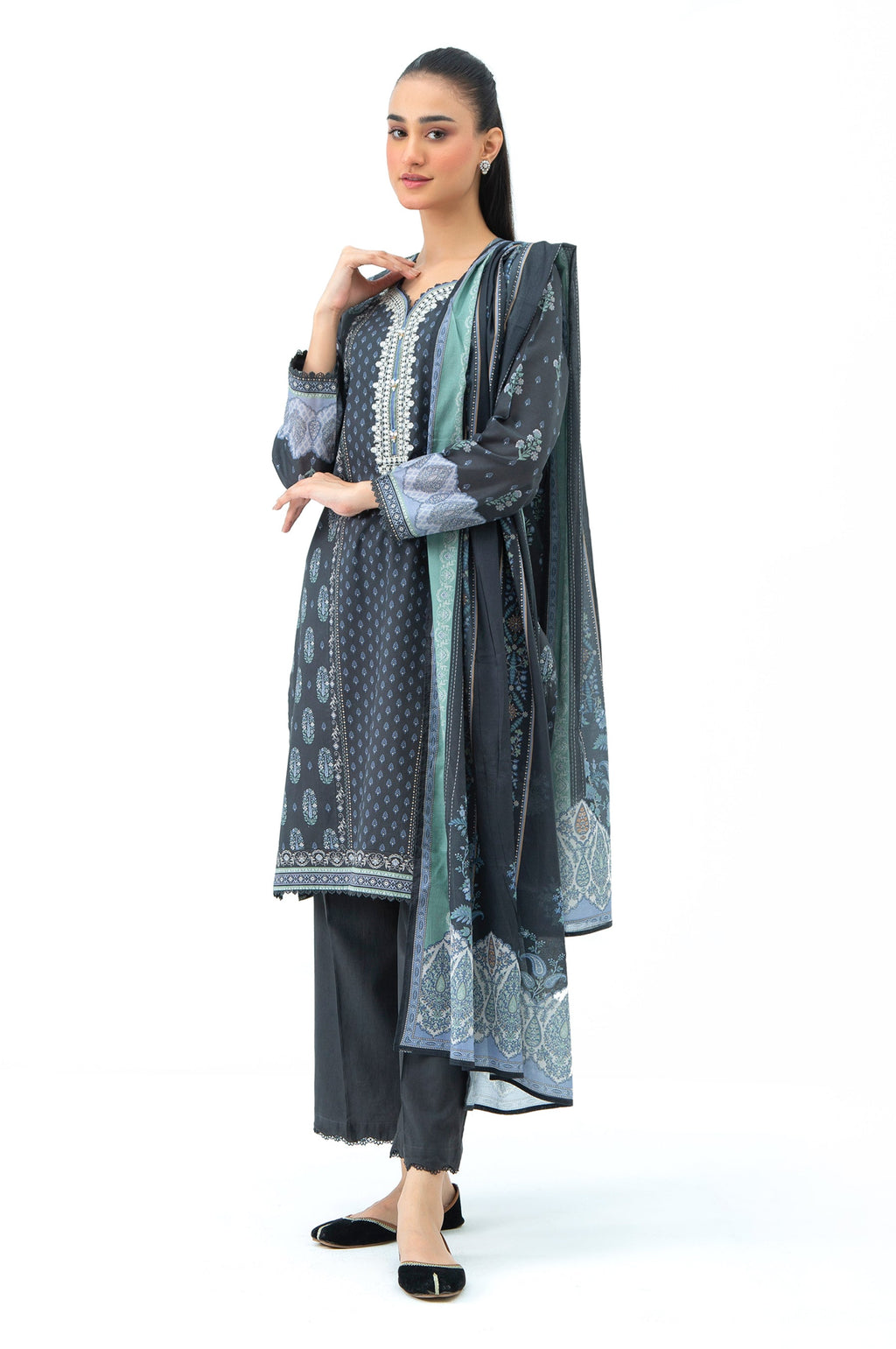 STITCHED EMBROIDERED LAWN SUIT