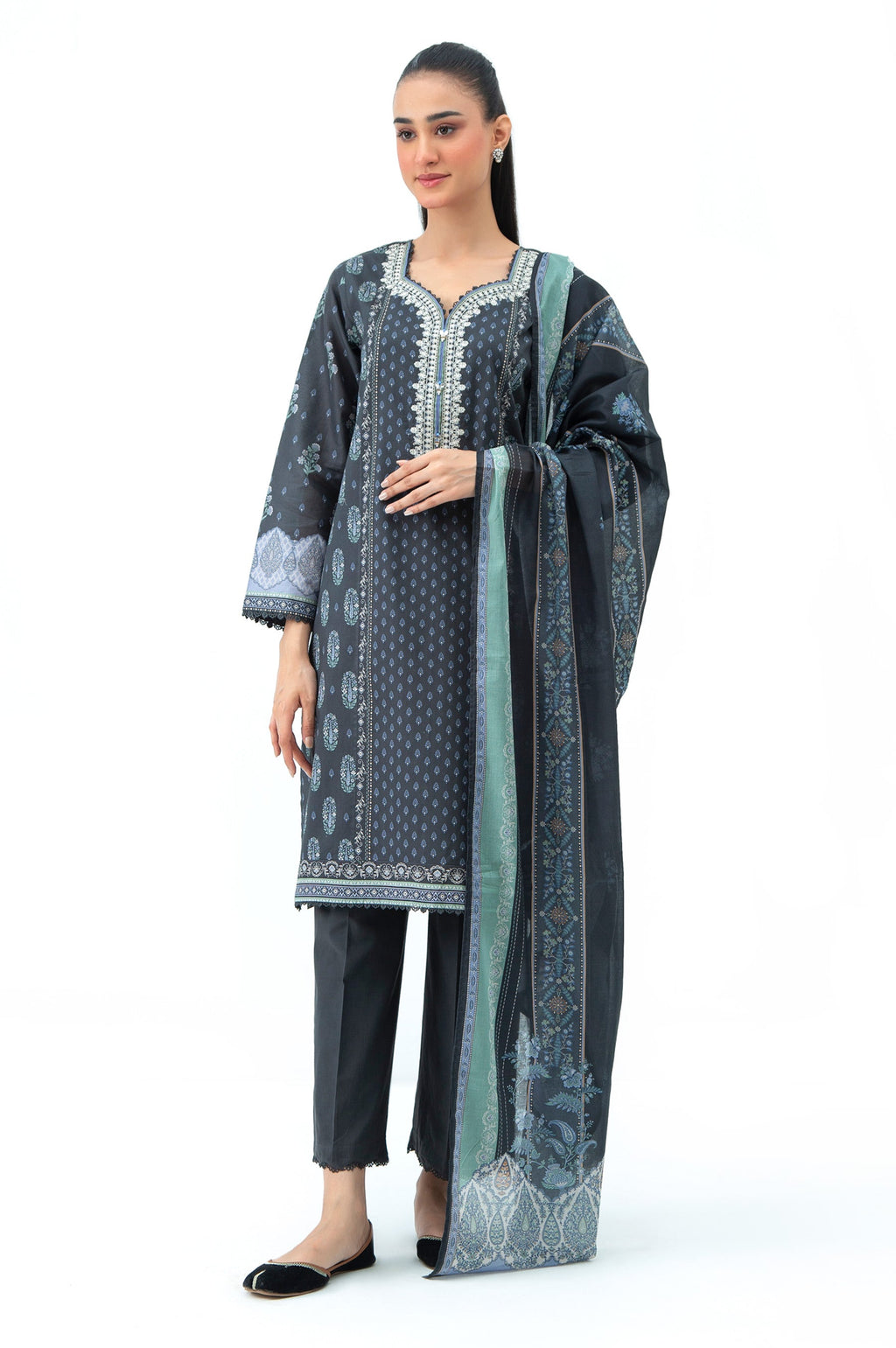 STITCHED EMBROIDERED LAWN SUIT