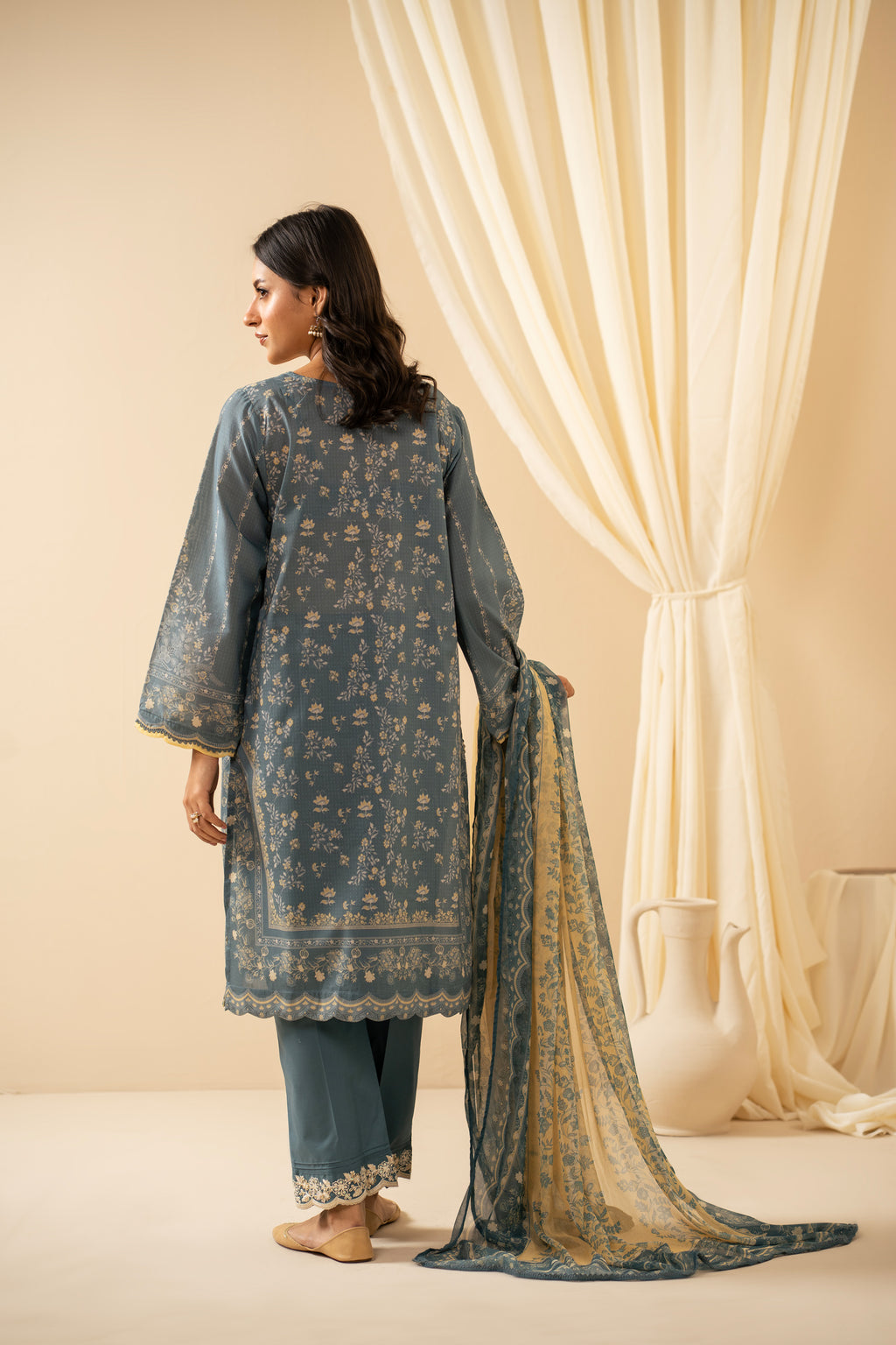 STITCHED EMBROIDERED CHIKANKARI LAWN SUIT