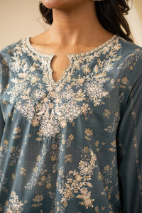 STITCHED EMBROIDERED CHIKANKARI LAWN SUIT