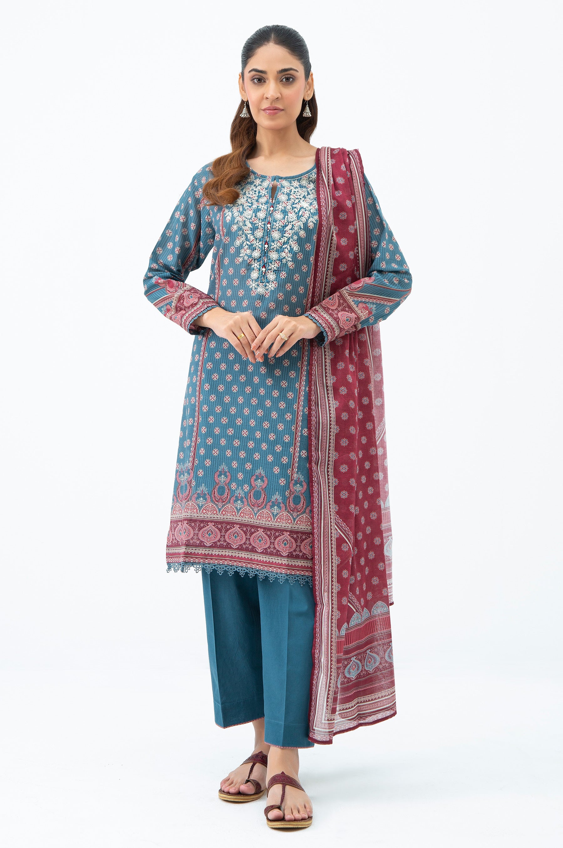 STITCHED EMBROIDERED LAWN SUIT
