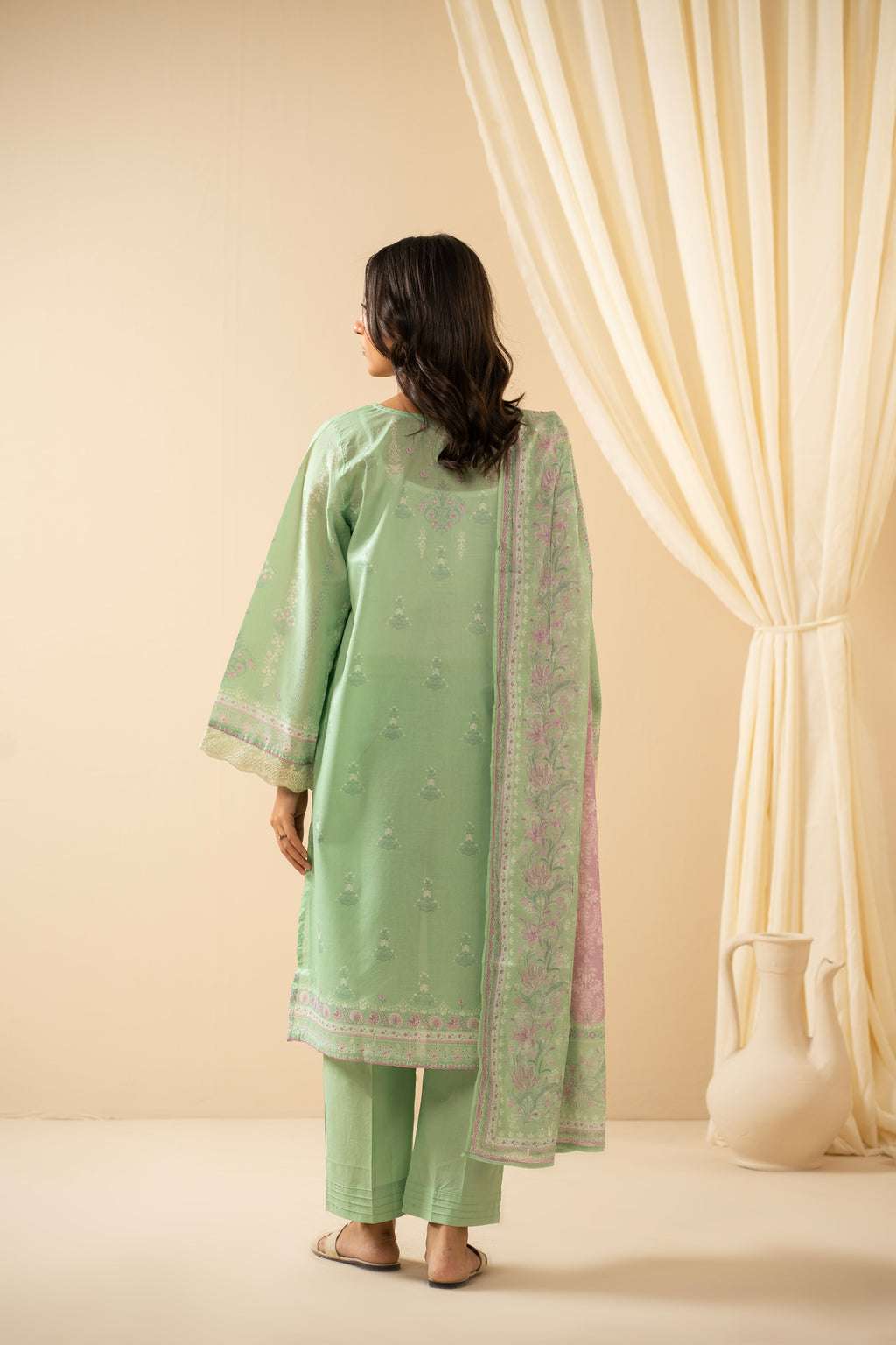 STITCHED EMBROIDERED CHIKANKARI LAWN SUIT