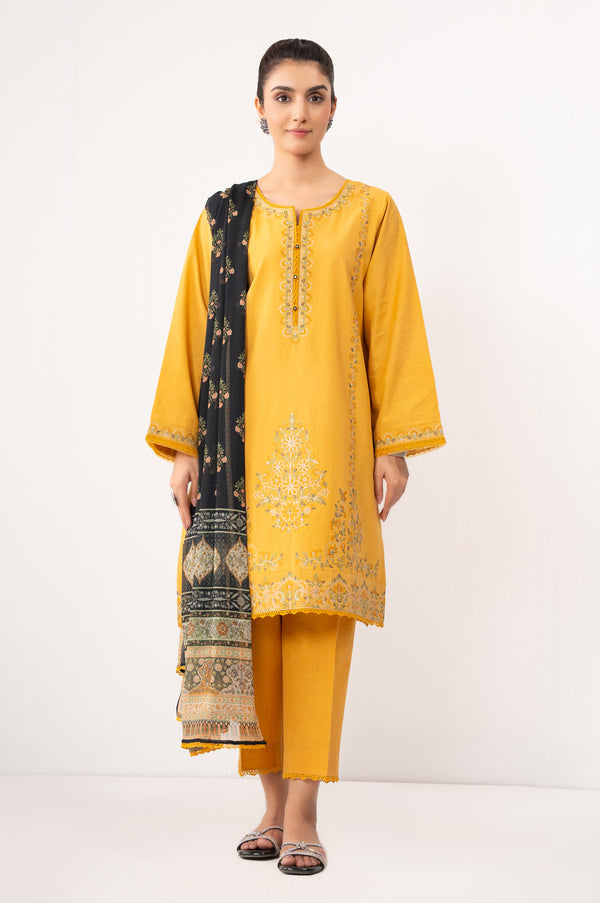 Stitched 3 Piece Embroidered Cambric Suit