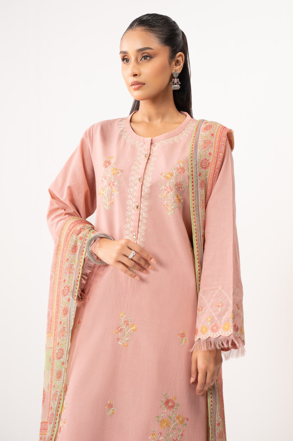 EMBROIDERED CAMBRIC STITCHED SHIRT