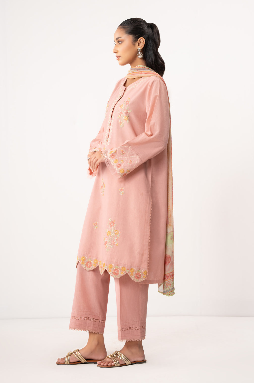 EMBROIDERED CAMBRIC STITCHED SHIRT