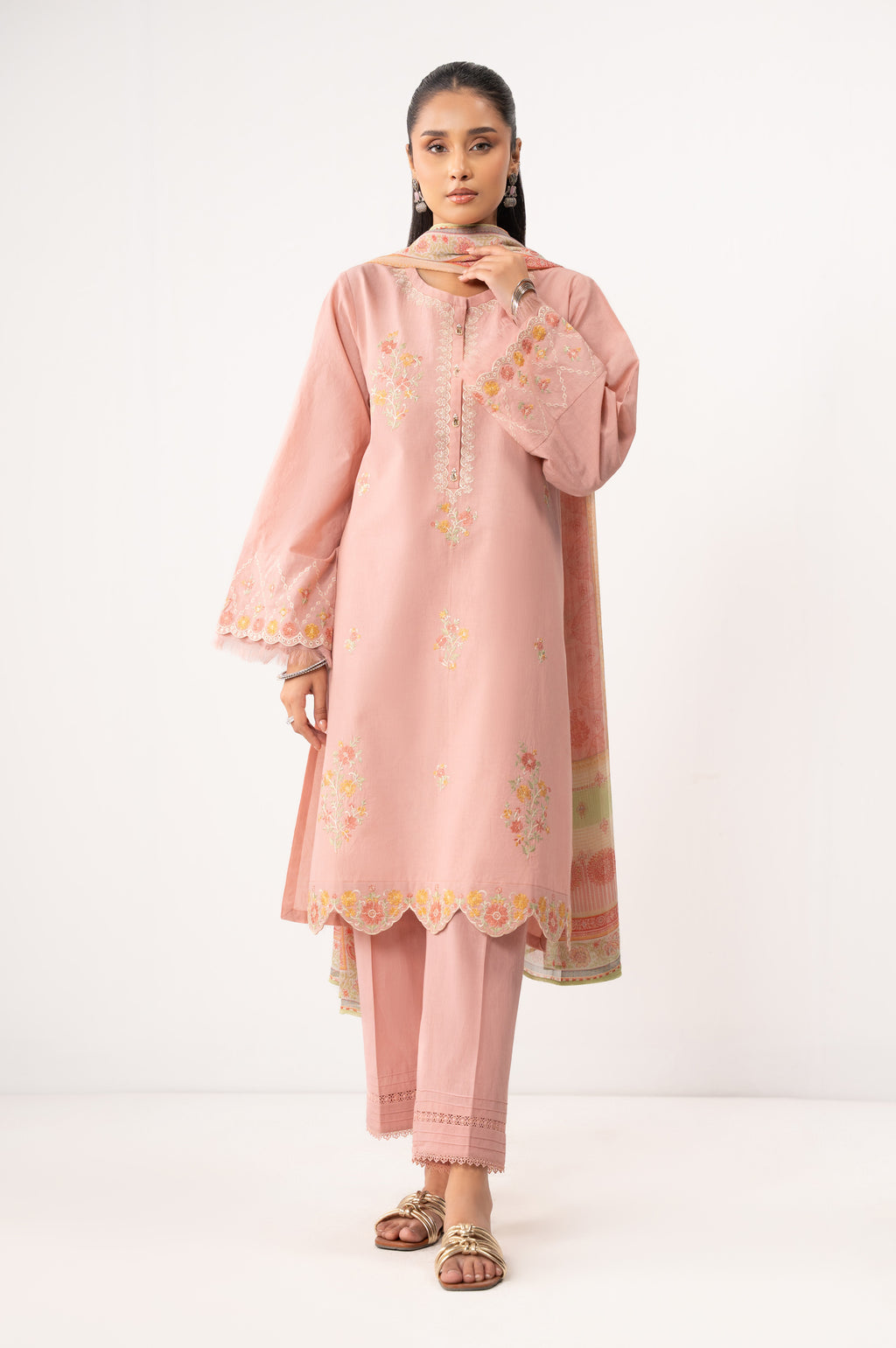 EMBROIDERED CAMBRIC STITCHED SHIRT