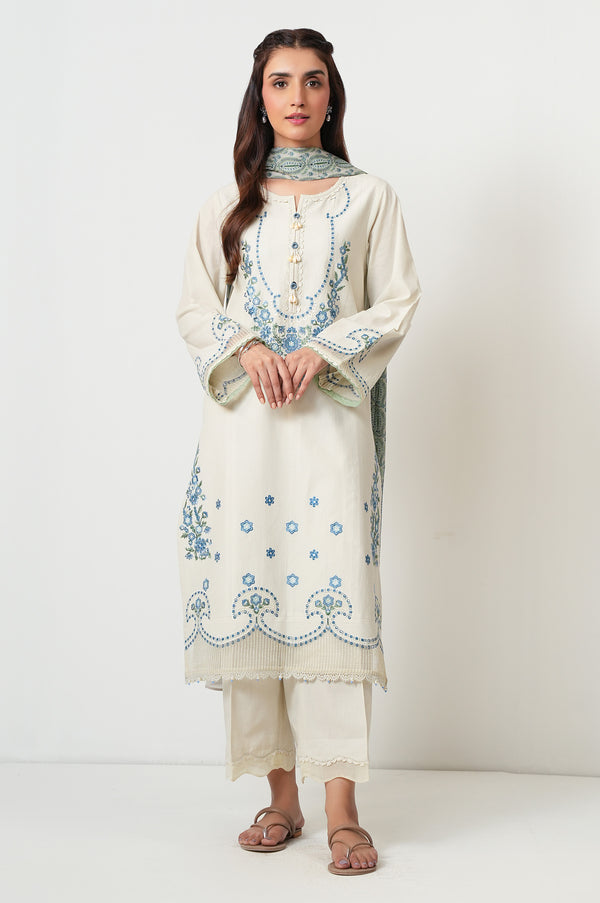 Stitched 3 Piece Embroidered Cambric Suit